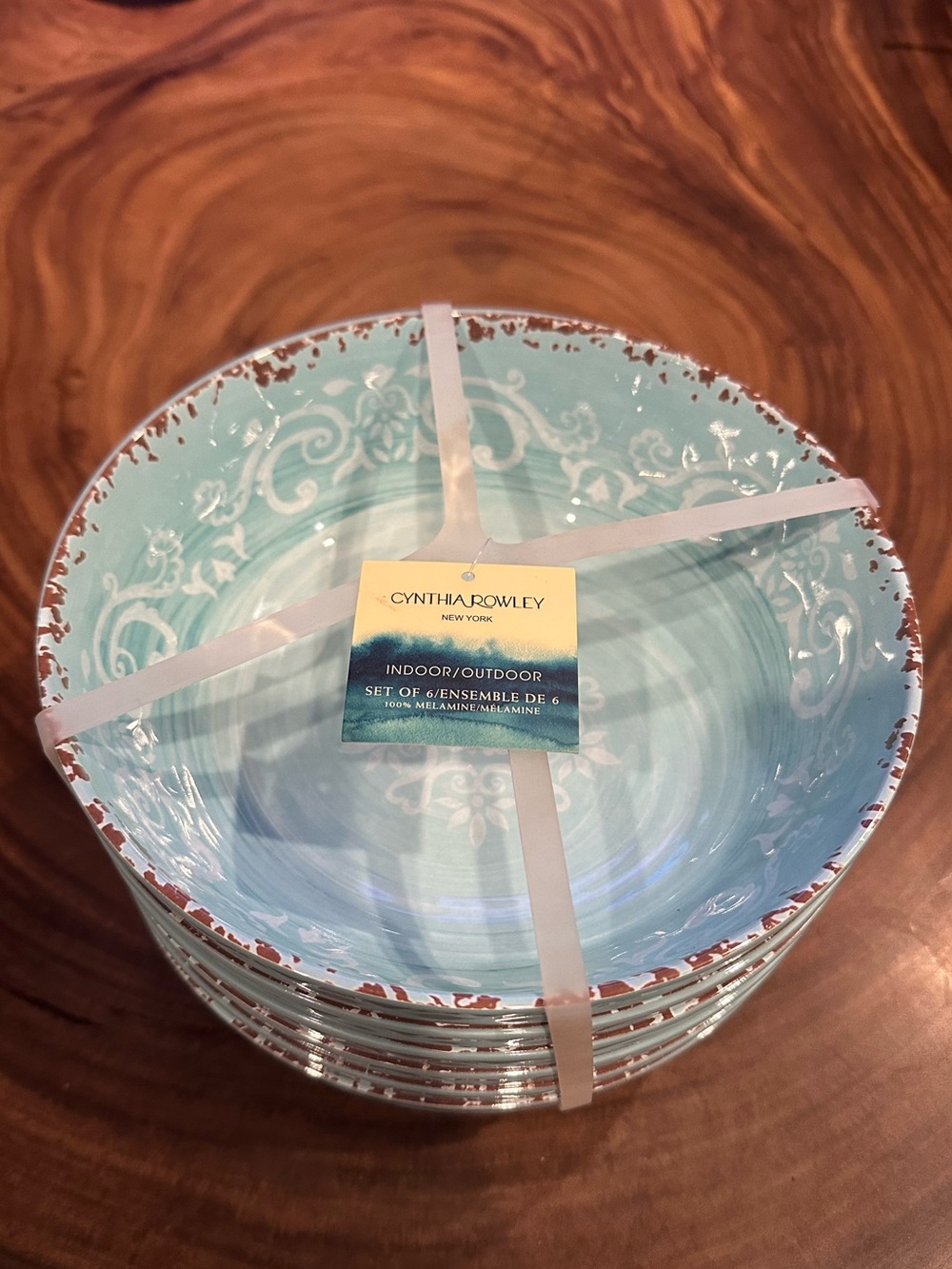 Set of 6 Cynthia Rowley Melamine Bowls Indoor/Outdoor